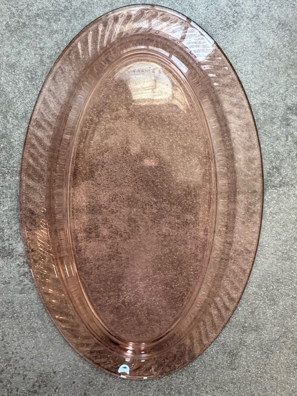 Arcoroc Rosaline Pink Swirl Glass Oval Platter - French Serving Tray - Picture 2 of 4